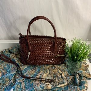 Fossil woven leather tote